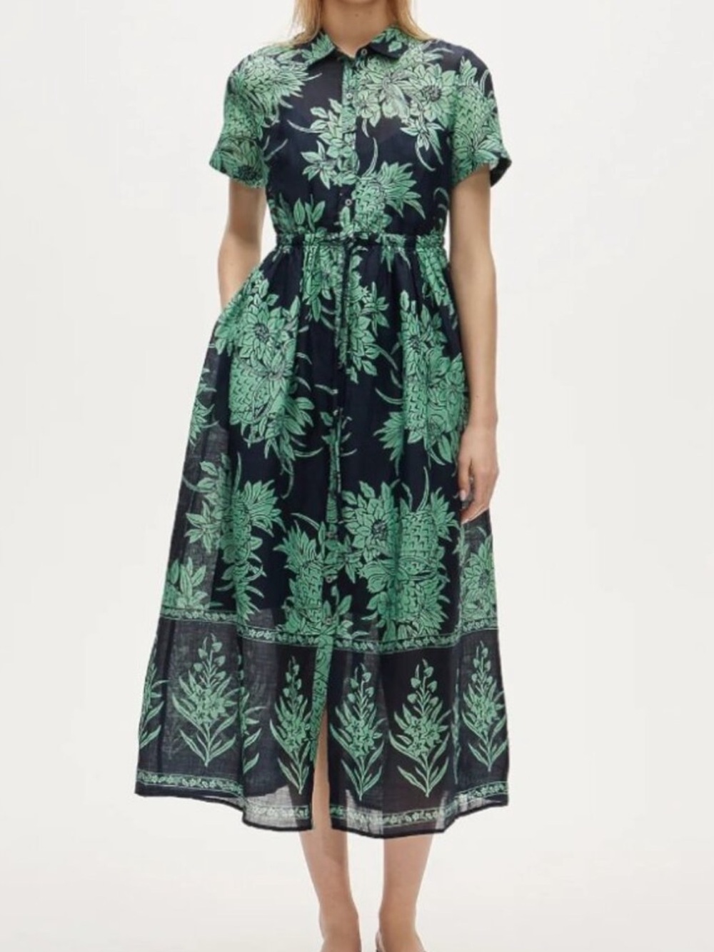 J. Crew cerise shirt dress in pineapple print